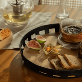 Bandeja Redonda Lume Plástico e Bambu Preta 35cm